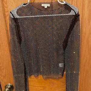 Black Fishnet Rhinestone Top